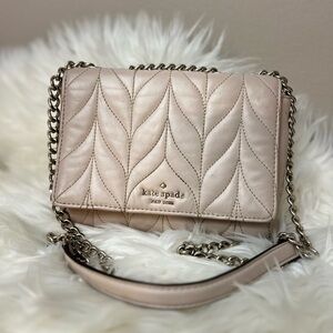 Genuine KATE SPADE Evelyn Briar silver metallic quilted shoulder bag crossbody